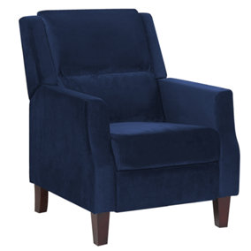Velvet Recliner Chair Navy Blue EGERSUND