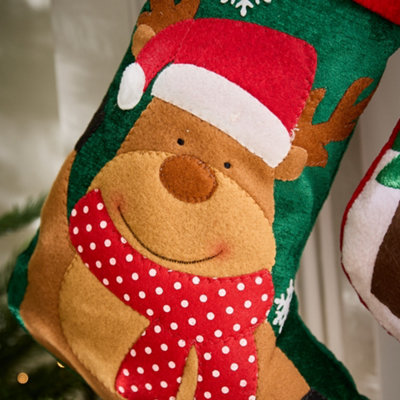 Velvet Reindeer Xmas Tree Decoration Christmas Gift Bag Christmas Stocking - 3