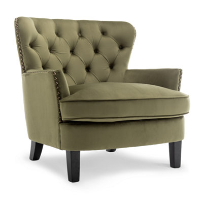 Velvet Sage Green Buttoned Ava Accent Chair — free download
