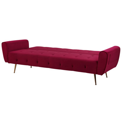 Velvet Sofa Bed Burgundy SELNES