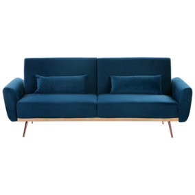 Velvet Sofa Bed Navy Blue EINA