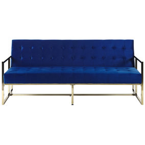 Velvet Sofa Bed Navy Blue MARSTAL