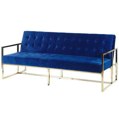 Velvet Sofa Bed Navy Blue MARSTAL
