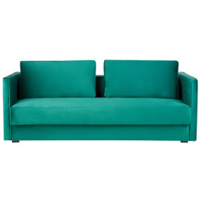 Velvet Sofa Bed with Storage Green EKSJO