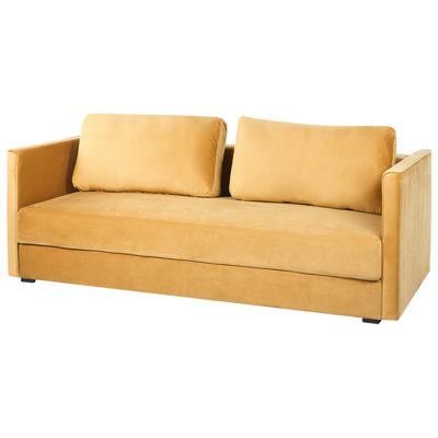 Velvet Sofa Bed with Storage Yellow EKSJO