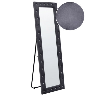 Velvet Standing Mirror 50 x 150 cm Dark Grey ANSOUIS