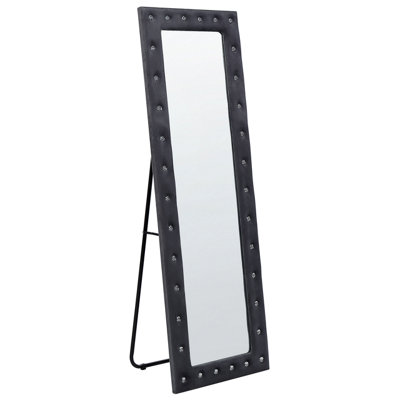 Velvet Standing Mirror 50 x 150 cm Dark Grey ANSOUIS