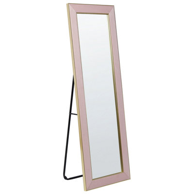 Velvet Standing Mirror 50 x 150 cm Pink LAUTREC