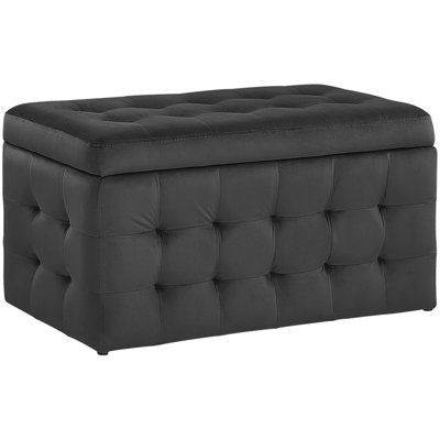 Velvet Storage Ottoman Black MICHIGAN