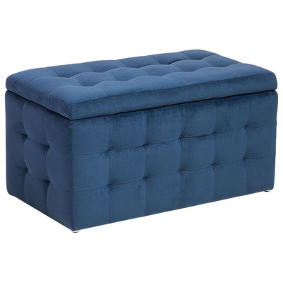 Velvet Storage Ottoman Dark Blue MICHIGAN