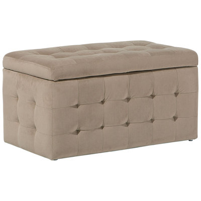 Velvet Storage Ottoman Light Brown MICHIGAN