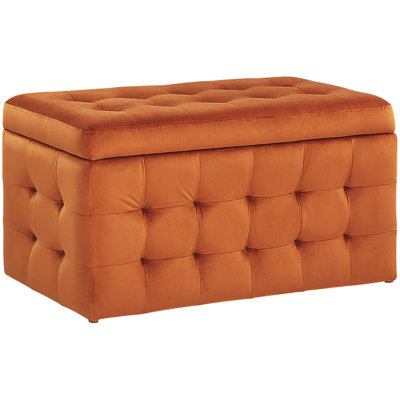 Velvet Storage Ottoman Orange MICHIGAN