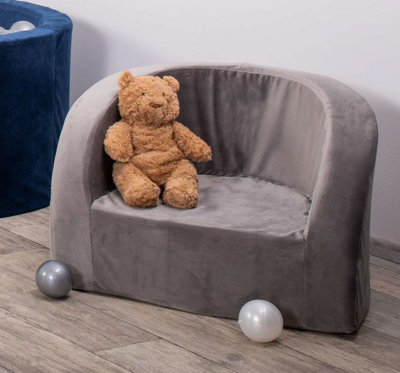 Velvet Toddlers Armchair - Grey