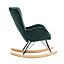 Velvet Upholstered Rocking Chair Recliner Armchair in Green