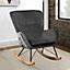 Velvet Upholstered Rocking Chair Rocker Relaxing Chair Occasional Armchair in Dark Grey