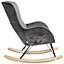 Velvet Upholstered Rocking Chair Rocker Relaxing Chair Occasional Armchair in Dark Grey