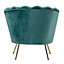 Velvet Upholstered Scalloped Lotus-like Chair with Metal Legs