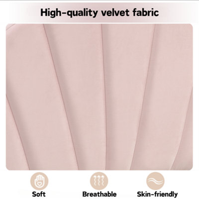 Velvet upholstered Single Bed-3ft(90x190cm), Shell-like Bed with Golden ...