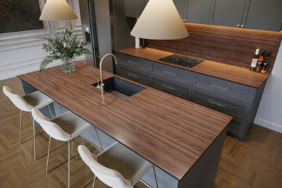 Velvet Walnut compact laminate splashback 3000mm x 1220mm x 6mm Modern ...