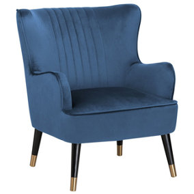 Velvet Wingback Chair Blue VARBERG