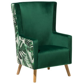 Velvet Wingback Chair Green ONEIDA