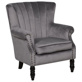 Velvet Wingback Chair Grey SVEDALA