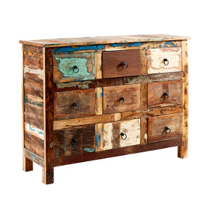 Vema Reclaimed Wooden 9 Drawer Large Sideboard