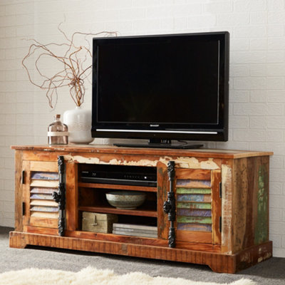 Vema Solid Reclaimed Boat Wood Marine Tv Cabinet With 2 Doors