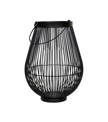 Venere Lantern Black with Glass Insert H46cm W35.5cm