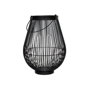 Venere Lantern with Glass Insert - Metal - L26 x W26 x H33.5 cm - Black