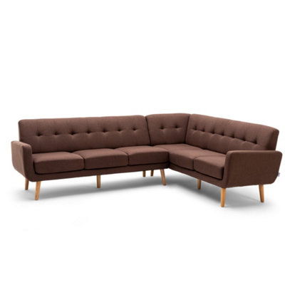 Venezzia Right Hand Fabric Corner Sofa - Light Brown