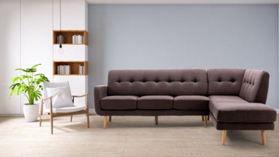 Venezzia Right Hand Fabric Corner Sofa - Light Brown