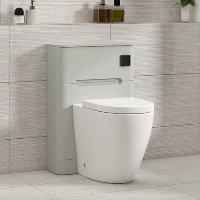 Venice 550mm Dove Grey BTW WC Unit with Elva Rimless Short Projection Toilet Pan & Seat, Cistern