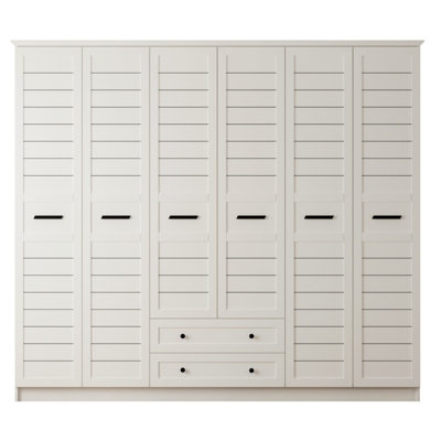 VENICE 6 Door 2 Drawer Wardrobe, White