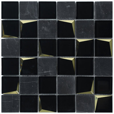 VENICE BLACK MOSAIC TILE SHEET - House of Mosaics