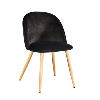 Venice Black Velvet Dining Chairs - Luxurious Comfort with Stylish Oak-Effect Legs (Set of 2)