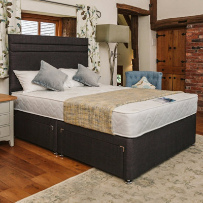 Venice Comfort Care Sprung Divan Bed Set 4FT6 Double 4 Drawers Continental - Naples Slate