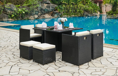 Monument 9pc cube discount rattan garden furniture set