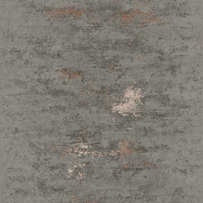 Venice Industrial Metallic Wallpaper in Charcoal and Copper
