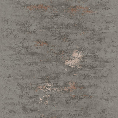 Venice Industrial Metallic Wallpaper In Charcoal And Copper