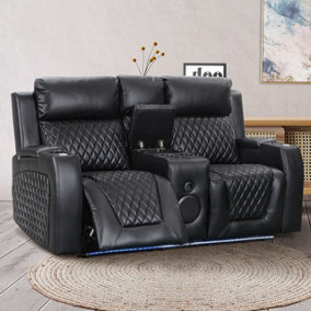 Venice Series One 2 Seater Cinema Sofa in Black Aire Leather