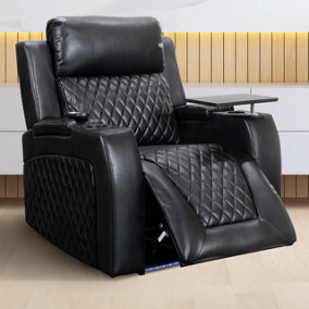 Venice Series One Electric Recliner Chair & Cinema Seat in Black Leather Aire