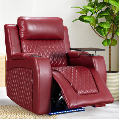 Venice Series One Electric Recliner Chair & Cinema Seat in Red Leather Aire