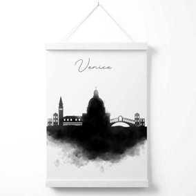 Venice Watercolour Skyline City Poster with Hanger / 33cm / White