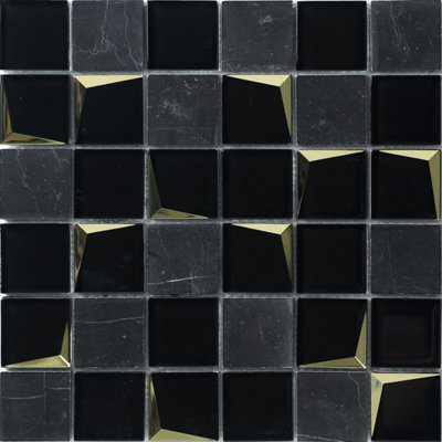 VENIZIA BLACK MOSAIC TILE SHEET