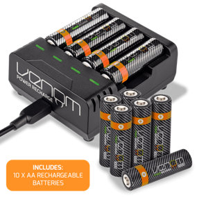 Venom Battery Charging Dock plus 10 x Rechargeable AA Batteries