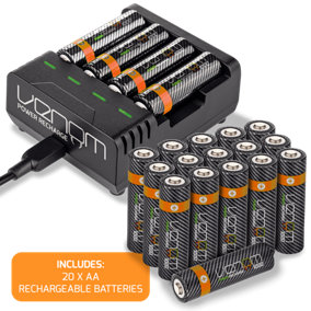 Venom Battery Charging Dock plus 20 x Rechargeable AA Batteries