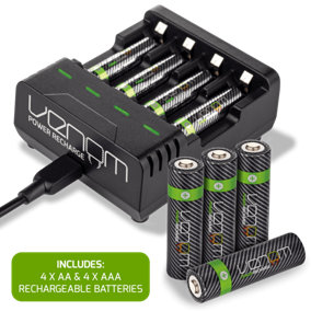 Venom Battery Charging Dock plus 4 x AA 2100mAh & 4 x AAA 800mAh Rechargeable Batteries