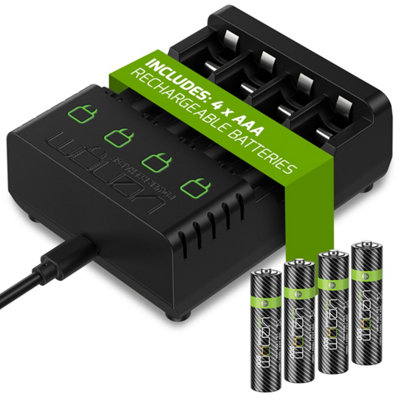 Venom Battery Charging Dock plus 4 x AAA 800mAh Rechargeable Batteries DIY at B&Q
