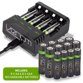 Venom Battery Charging Dock plus 8 x AA 2100mAh & 8 x AAA 800mAh Rechargeable Batteries